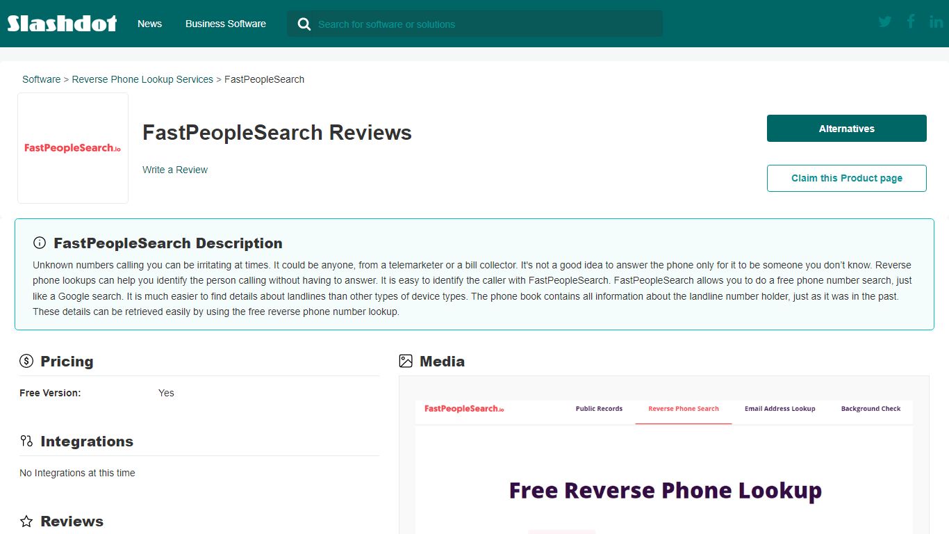 FastPeopleSearch Reviews - 2022 - Slashdot